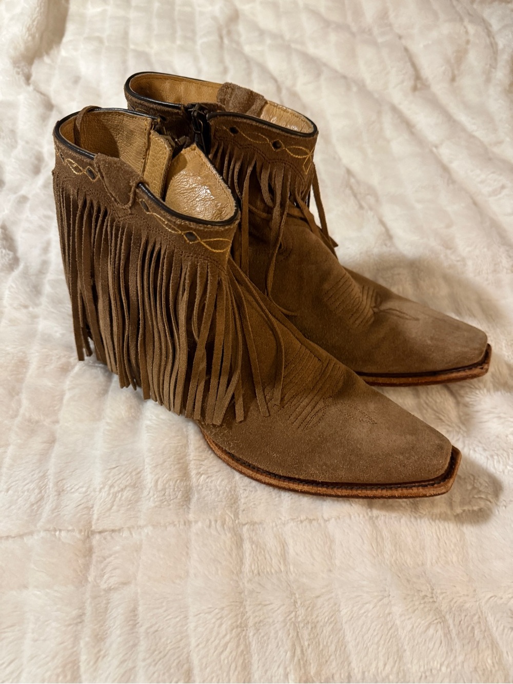 JB Dillon Leather Fringe Ankle Booties-  Size 8.5